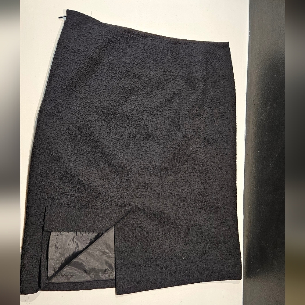Women's Kasper Petite Black Textured Pencil Skirt 12P Lined Classic Workwear
